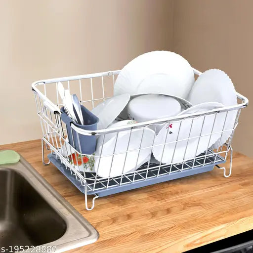 Steel dish drainer with plate stand