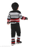 Multicolor striped wool sweater for boys with full sleeves, warm and stylish kids' wear from India