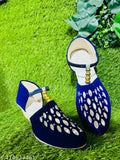 Embellished velvet slip-on shoes for girls, JYQO Bellies 124 in suede with PVC sole and closed back, stylish ethnic footwear from the House of Clover
