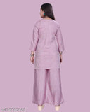 Cotton ethnic wear set: Short kurti with palazzo trousers in printed design, free size for versatile sizing options