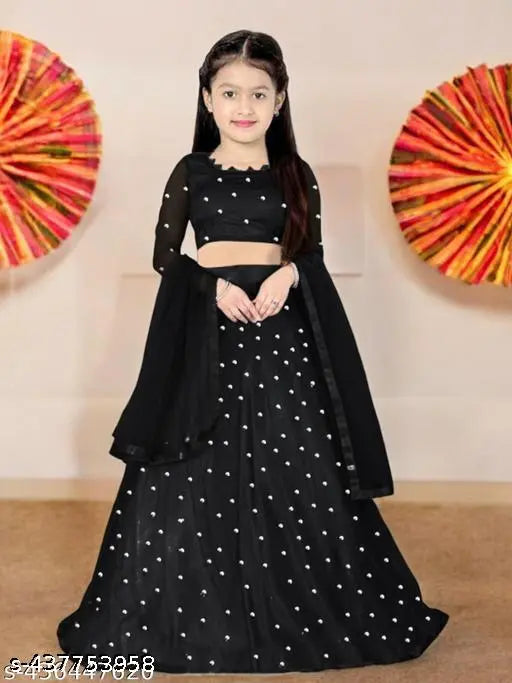 Embellished net Lehenga Choli for girls, Indian ethnic wear in various sizes from 2-15 years