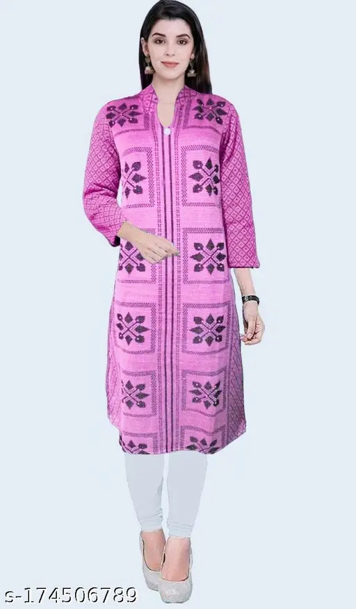 Pink woolen kameez with full sleeves