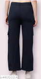 Premium cotton, relaxed-fit women's cargo pants with four pockets, solid color, size options: 26, 28, 30, 32