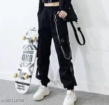 Cotton cargo pants for women and girls, solid net, size options available from 26-34 inches (waist/hip/length)