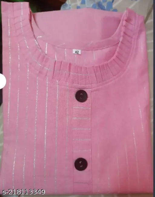 Pink striped cotton kurti palazzo, trendy ensemble for women's casual or formal wear, made in India