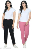 Black & pink solid cotton blend women's jeggings by PRIYA POINT - Available in sizes 26 to 40