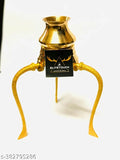 Golden brass Shivling stand for puja - Indian decorative showpiece, 12cm tall