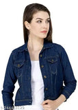 Women's white cotton jacket with denim sleeves, three-quarter length for winter wear, size L (38in bust, 21in length)