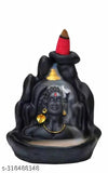 Shiv Ganesha Combo poly resin statue with free 20 back flow incense cones, Aadiyogi smoke fountain showpiece for home ornaments