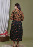 Elegant Georgette Black & Red Floral Print Rayon Kurti - Perfect for Diwali, Navratri, and Traditional Parties