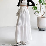 Trendy, imported rinkal fabric, white, long skirt