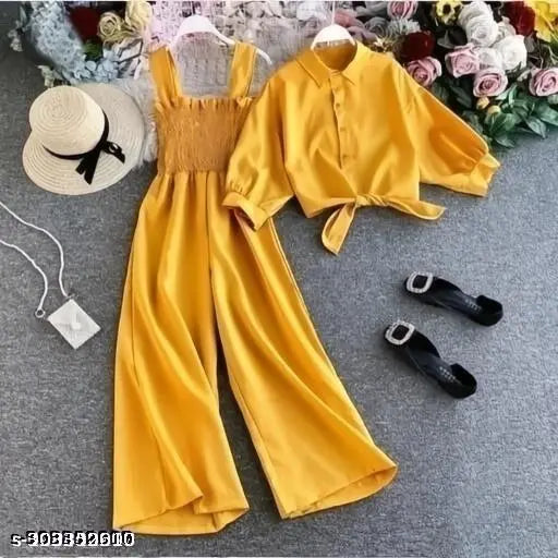 Crepe sleeveless fancy jumpsuit for girls, solid net design, Indian origin
