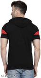 Black cotton blend hoodie for men by kainchee factory, solid design in size [size]
