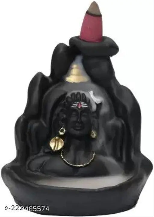 Poly resin Shiva-Shivling decorative combo with 21 free incense cones, traditional Indian God idols for devotees
