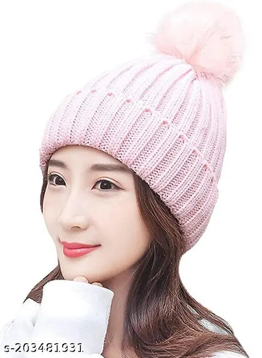 1To Finity New Plus Velvet Thickened Women's Pullover Hat Autumn and Winter Women's Fashion Outdoor Warm Knitted Hat