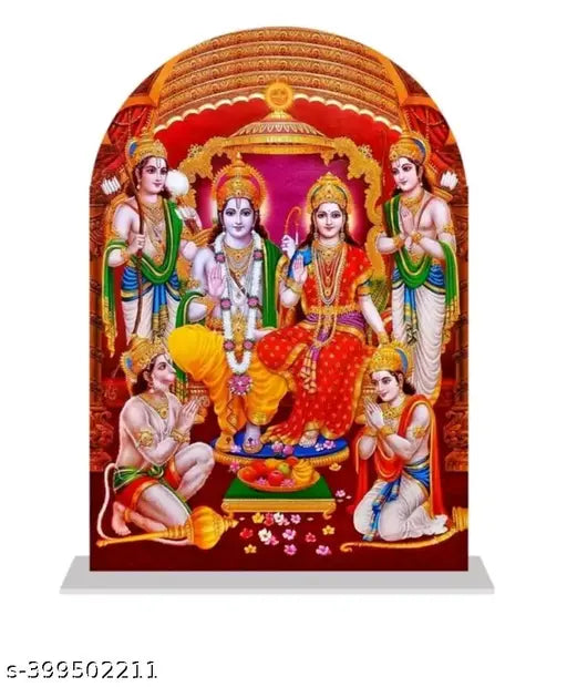 Multicolor acrylic Ram Parivar idol, divine decorative showpiece for car, home, office, or study table