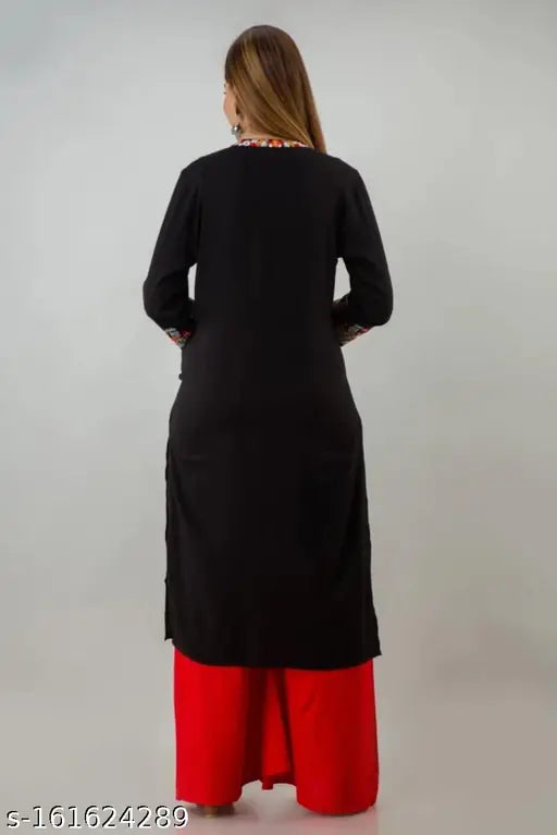 Rayon Aaj Women's Kurta Palazzo Set with embroidered net, suitable for functions, festivals, parties, weddings. Perfect for picnic, outdoor, travel, or casual/formal wear. Made in India, quality rayon fabric ensures comfort and style