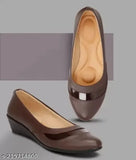 Brown synthetic leather slip-on ballerinas for women (Stylish Bellies)