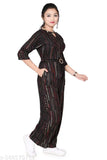 Cotton blend embellished net jumpsuit for women, long sleeves, various sizes available from S to XXL