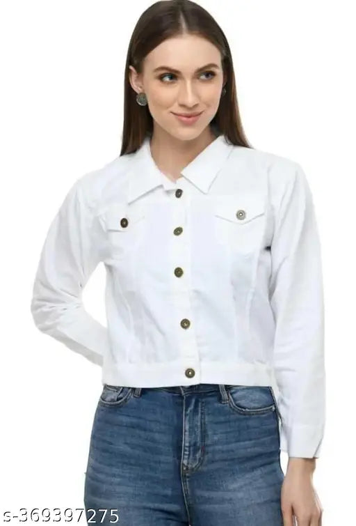 Denim classic waistcoat for women, solid pattern, long sleeves, sizes S-XL, Indian origin