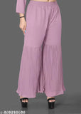 Purple embroidered kurta with sharara pants and matching dupatta