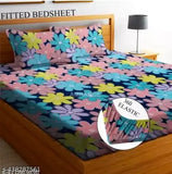 Cotton floral fitted double bed sheet set, includes two superfine pillow covers for summer, made in India