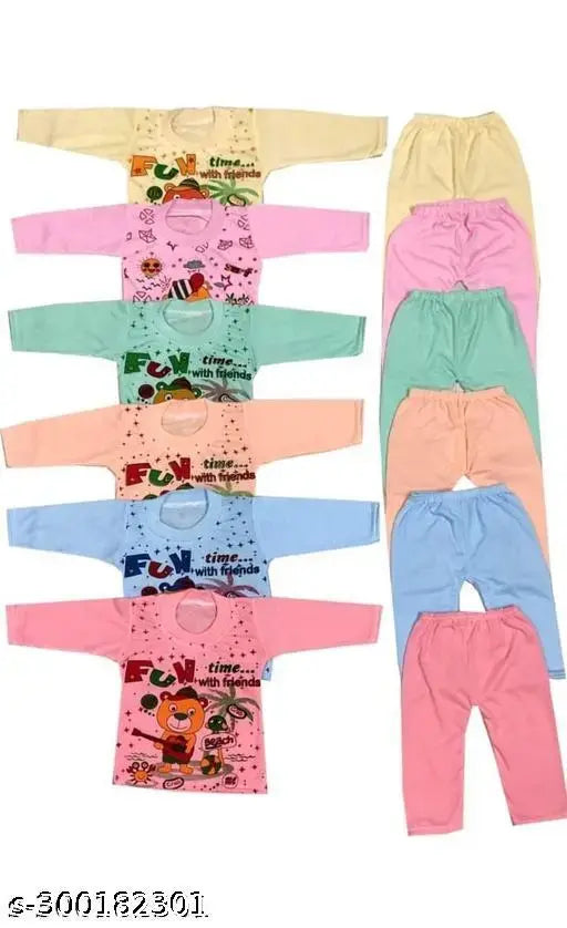Soft cotton blend princess funky top & bottom sets for boys and girls, vibrant printed tops with solid bottoms, 0-18 months sizes, made in India