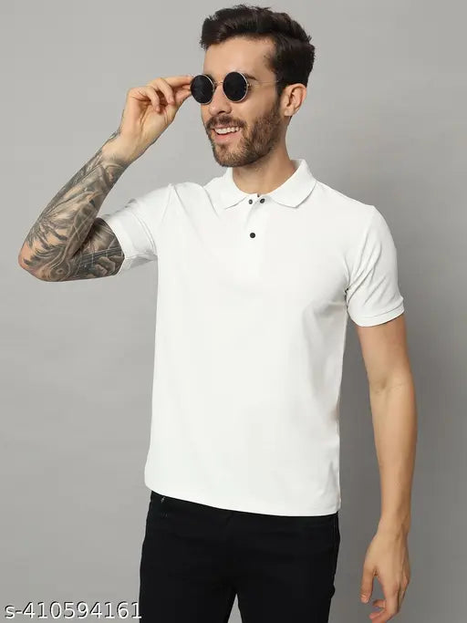 Men's cotton blend polo t-shirt, solid color, short sleeves - India
