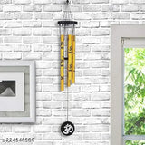 Golden metal Feng Shui wind chime with Om for positive energy (5 pipes)
