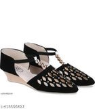 Indian velvet embellished open toe flats for girls, closed back design