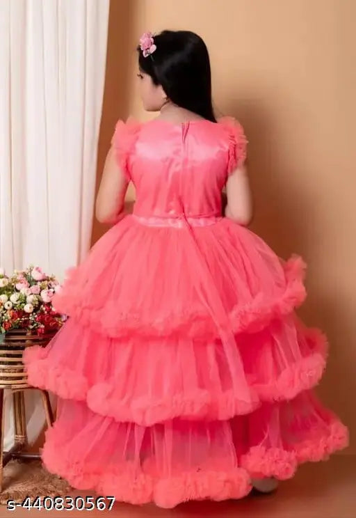 Pink ruffle dress for girls' party wear