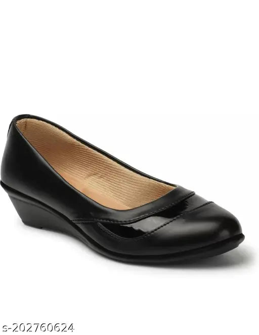 Black synthetic ballerina wedges by Nikunj Store, slip-on style for women's fashion