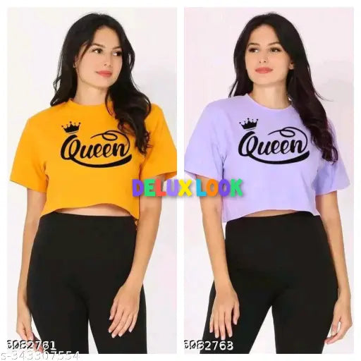 Summer special cotton blend crop tops set, 2pc combo pack in printed net pattern, size options: S, M, L, XL