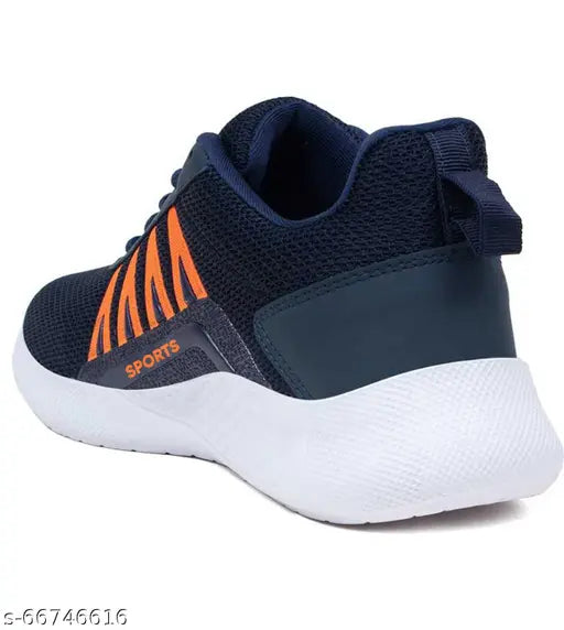 Blue and orange sneakers, sports running shoes for boys with zip closure