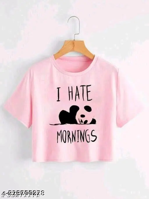 Women's premium, printed net short-sleeve crop top. Indian handcrafted fashion apparel