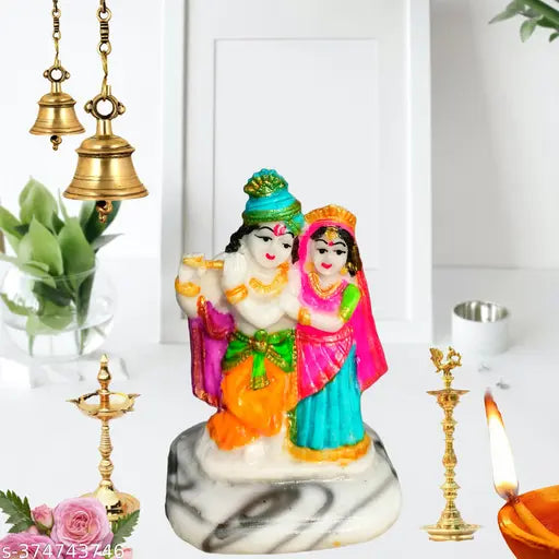 High-quality polyresin Radha Krishna Murti Statue, Indian-made showpiece for home living room decoration