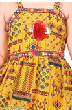 Yellow and red mixed cotton blend palazzo pants with sleeveless top and dupatta for girls, self-designed ethnic wear with a square neckline and self-design patterns. Perfect for special occasions like weddings, festivals, or family events