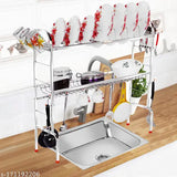 Stainless steel dish rack with plates and bowls