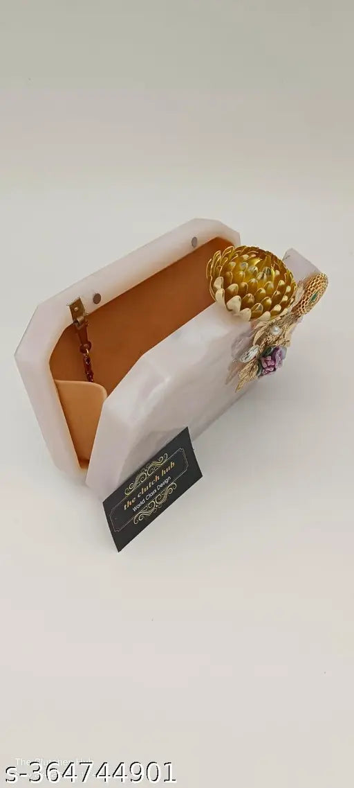 Embroidered marble clutch bag, bridal or formal party use