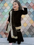 Rayon sharara kurta set with dupatta, self-design pattern for kids, India origin
