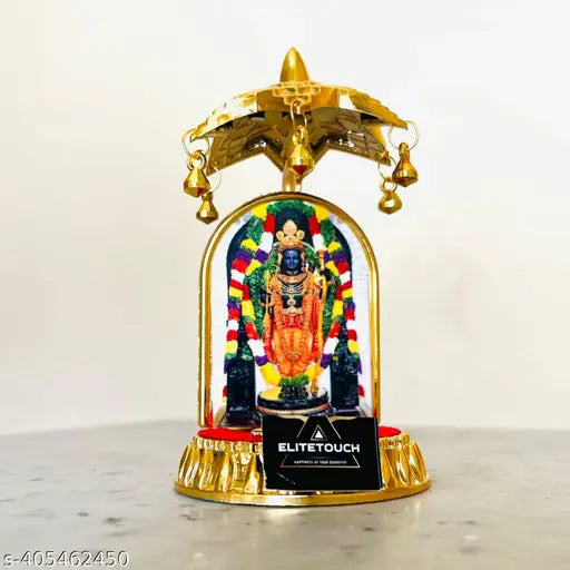 Plastic Ram Lalla statue, Ayodhya Ram Mandir murti with Ram ji Charan, decorative car dashboard showpiece