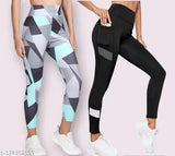 Stretchable striped Lycra jeggings for girls and women (size 28-40 inch), ideal for yoga, gym, or running. Indian brand A.S.jeggings offers a pack of 2 for workout outfits for women. High rise, skin-friendly legging tights with 5 threads stitching & interlocking