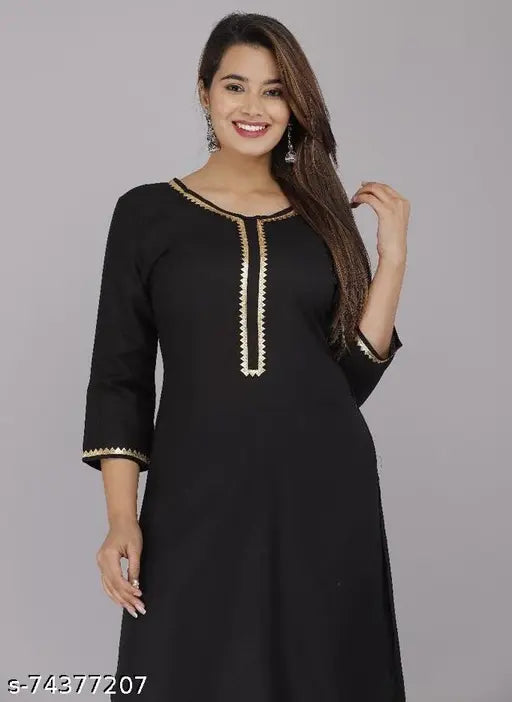 Rayon straight kurta with palazzo set, solid net, three-quarter sleeves, India-made women's fashion