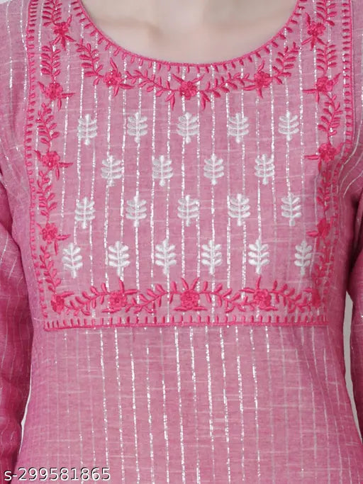 Pink cotton A-line women's blouse