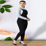 Denim high waist dungaree for women, sleeveless, stretchable fit. Colors may vary due to photography settings