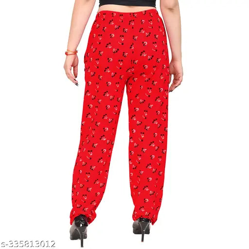 Women's cotton track pants, lower leg, colorful printed designs, for girls nightwear lounge wear pyjamas