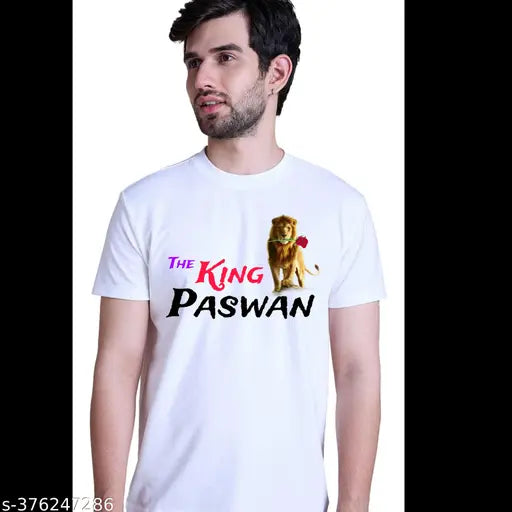 Polyester short sleeves printed Mans Paswan T-shirt (India), size [size]