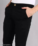 SARS IN black denim men's jeans - solid, elastic waist, zipper fly, 30"x42"x40", Indian origin