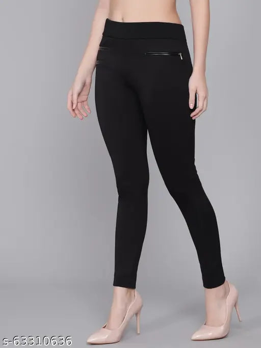 Stretchable Lycra legging by AlHudooms - Solid net, pairs with tops and short kurtis, sizes 26-34 (India)