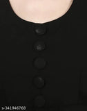 Sleeveless Georgette black kurti for women, stylish straight fit with front slit design, ideal for casual or office wear. Made in India